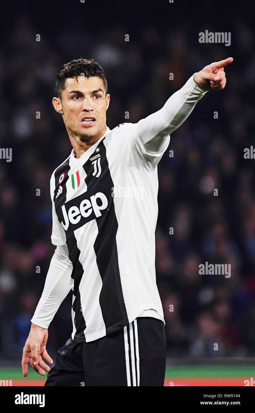 Napoli, Italie, 03 mars, 2019 - Juventus' avant portugais Cristiano Ronaldo au cours de la Serie A italienne football match SSC Napoli vs Juventus à Banque D'Images