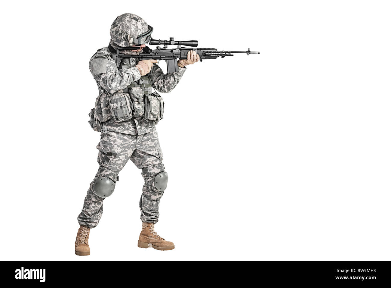 United States paratrooper airborne infantry, studio shot. Banque D'Images