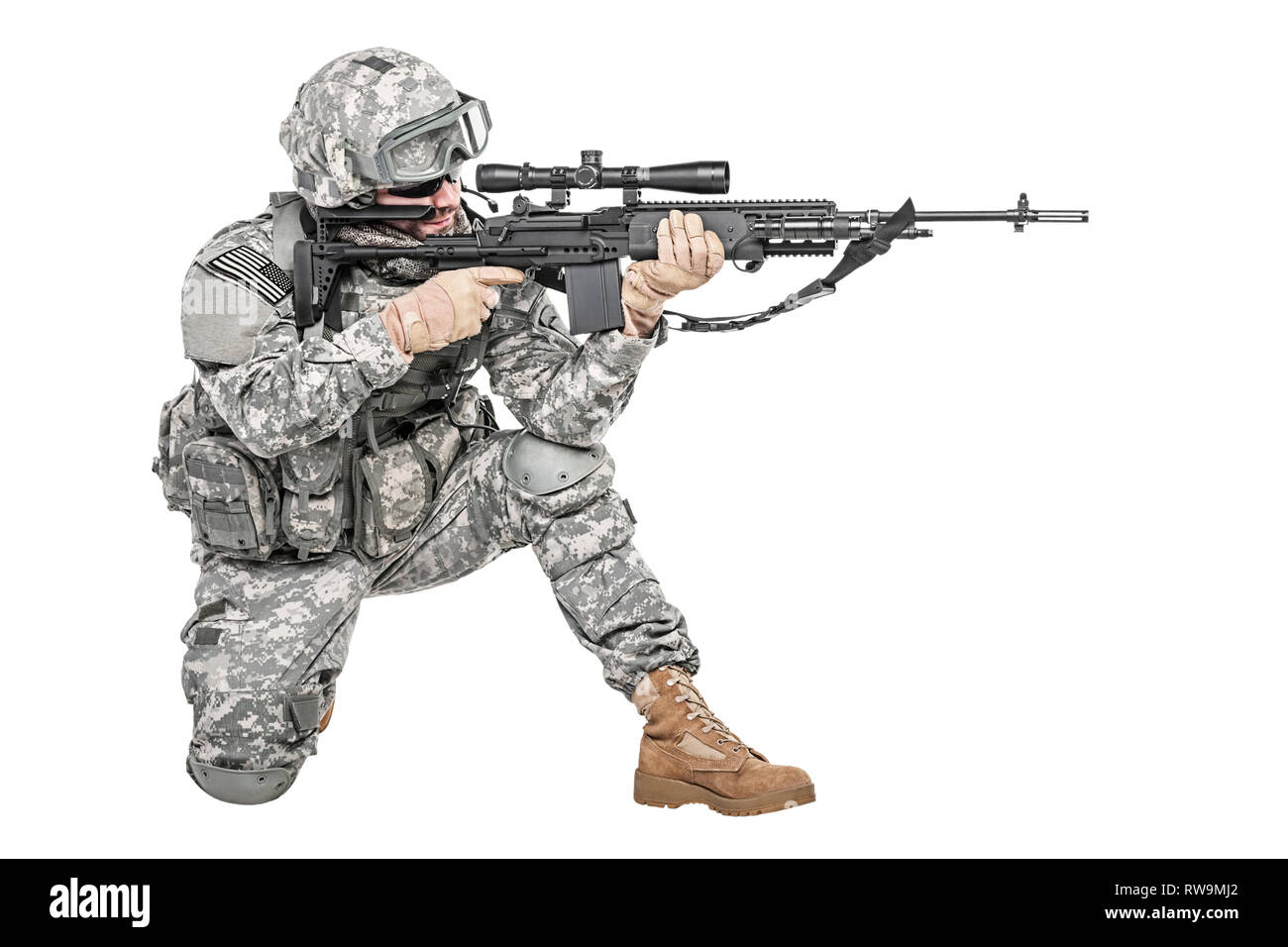 United States paratrooper airborne infantry, studio shot. Banque D'Images