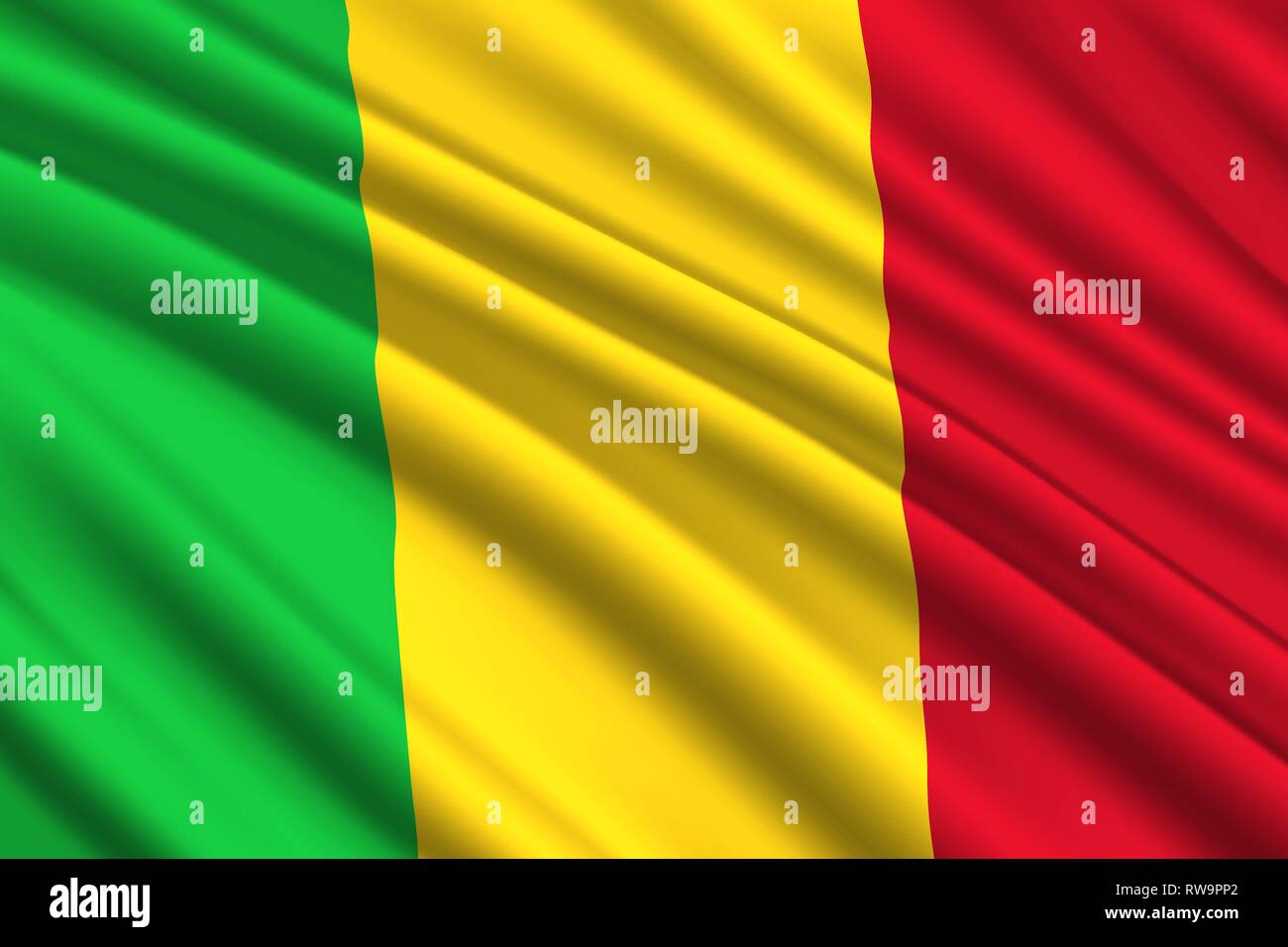Waving Flag du Mali. Vector illustration Illustration de Vecteur