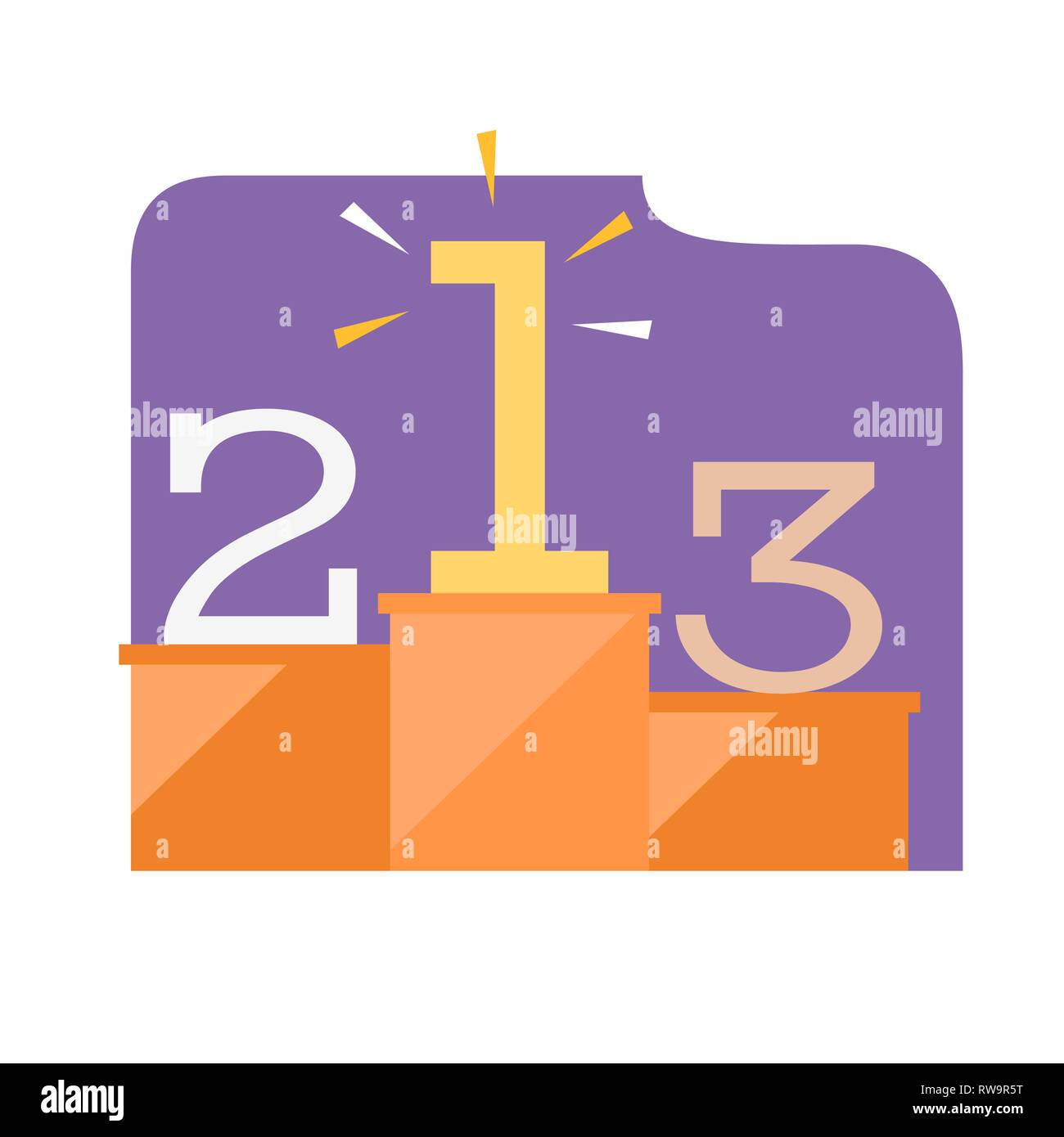 Premier, deuxième et troisième places. Télévision style design illustration isolated on white Banque D'Images