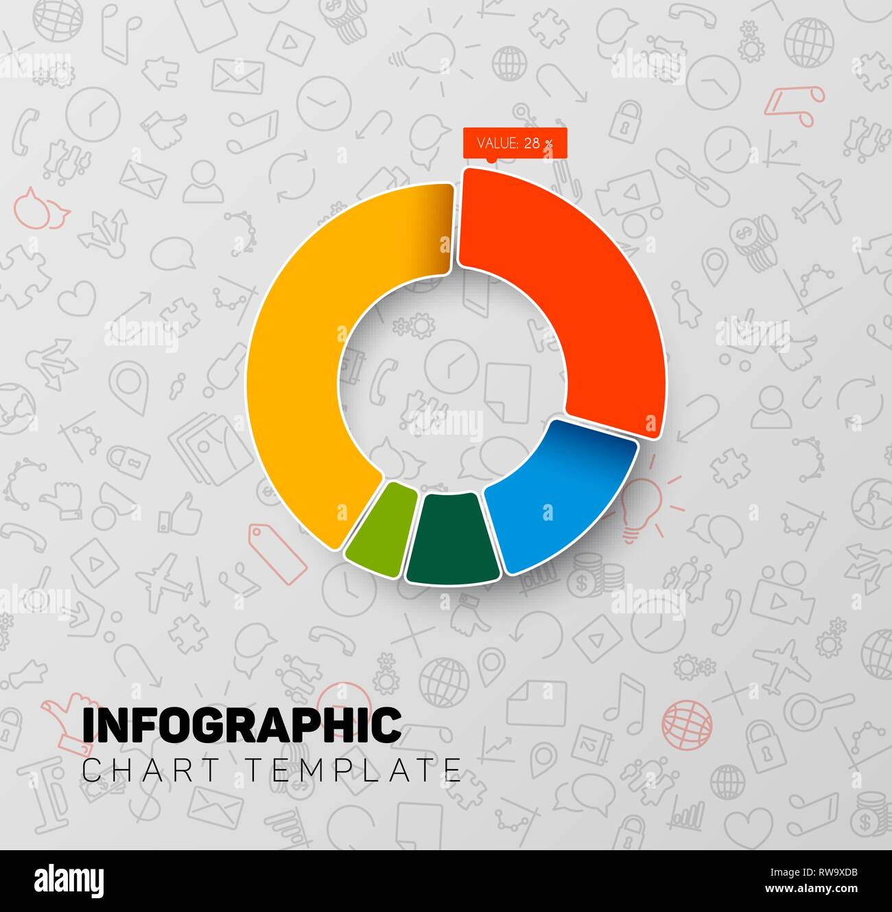 Infographie colorée graphique modèle avec icônes infographique simple sur l'arrière-plan Illustration de Vecteur