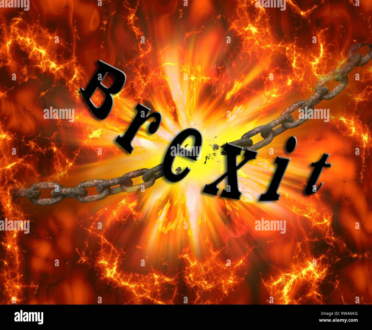 Photo symbole Brexit, Grande Bretagne la sortie de l'UE, firestorm, soufflé de la chaîne, d'explosion, Allemagne Banque D'Images