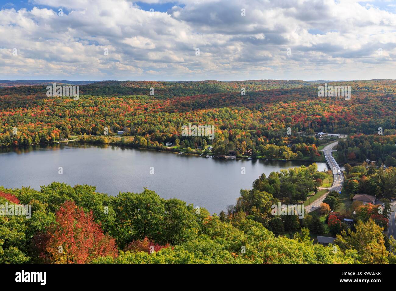 Forêt d'automne au lac des Baies, Dorset, Ontario, Canada Banque D'Images