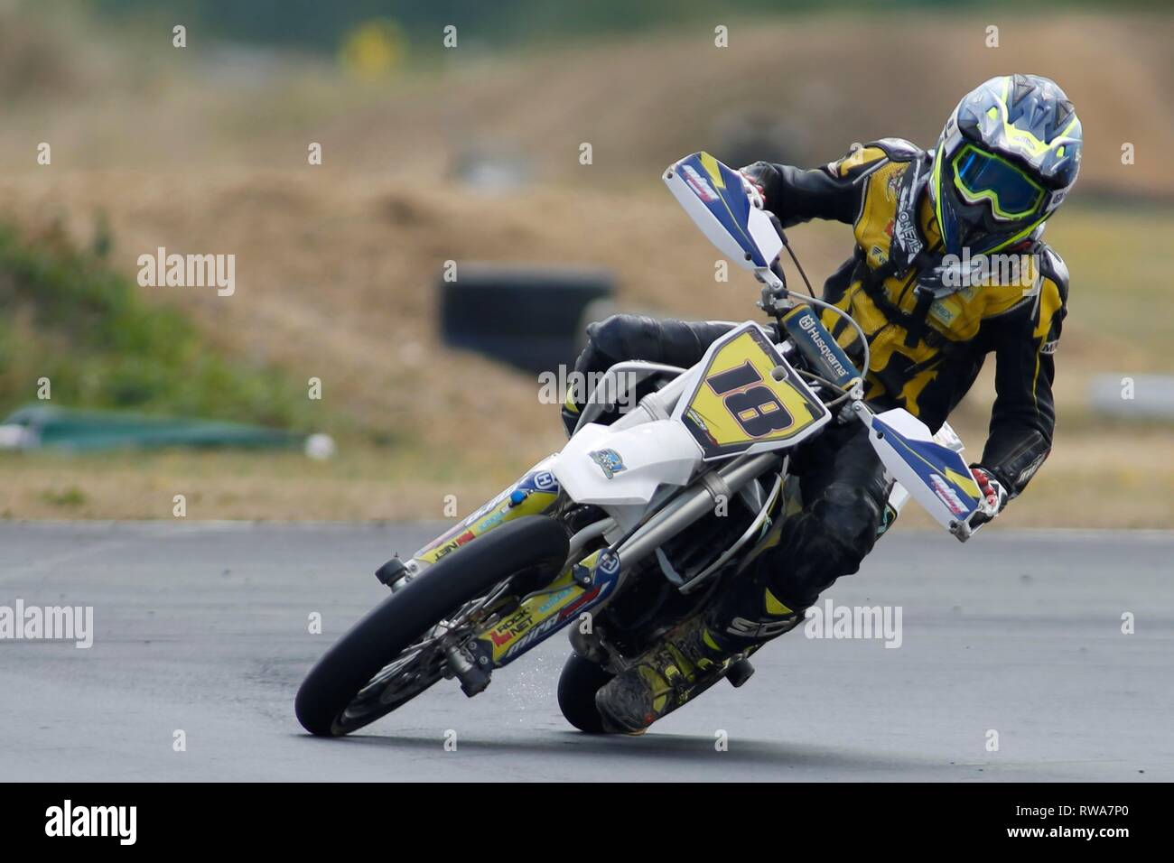 Course de moto sur la voie, République Tchèque Banque D'Images