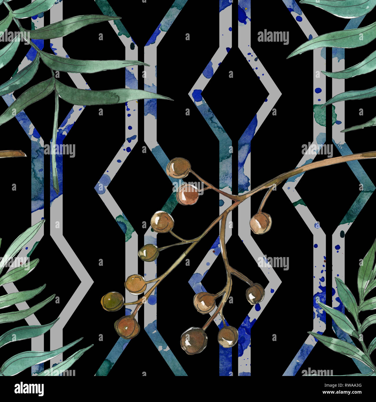 Hawaiian tropical exotique de l'été. Palm Beach de feuilles d'arbres. Illustration à l'aquarelle. Aquarelle Dessin aquarelle mode isolé. Background transparent Banque D'Images