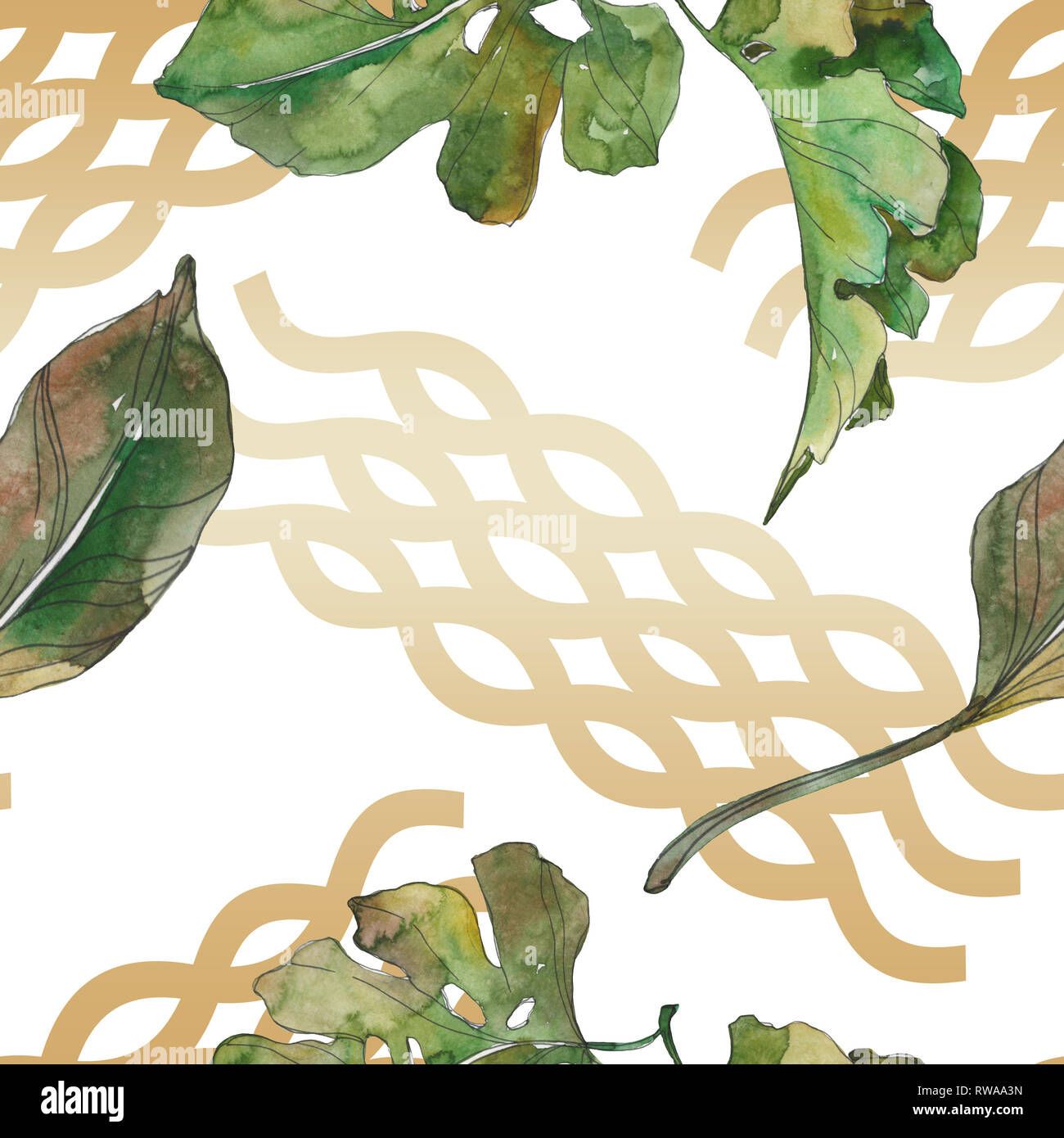 Hawaiian tropical exotique de l'été. Palm Beach de feuilles d'arbres. Illustration à l'aquarelle. Aquarelle Dessin aquarelle mode isolé. Background transparent Banque D'Images