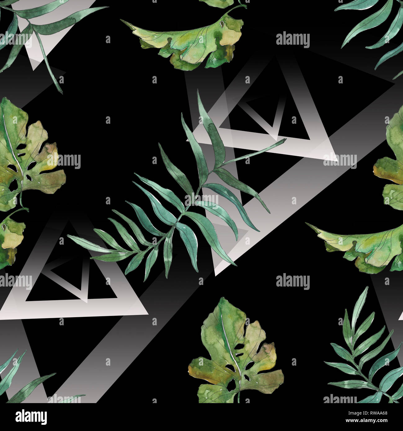 Hawaiian tropical exotique de l'été. Palm Beach de feuilles d'arbres. Illustration à l'aquarelle. Aquarelle Dessin aquarelle mode isolé. Background transparent Banque D'Images