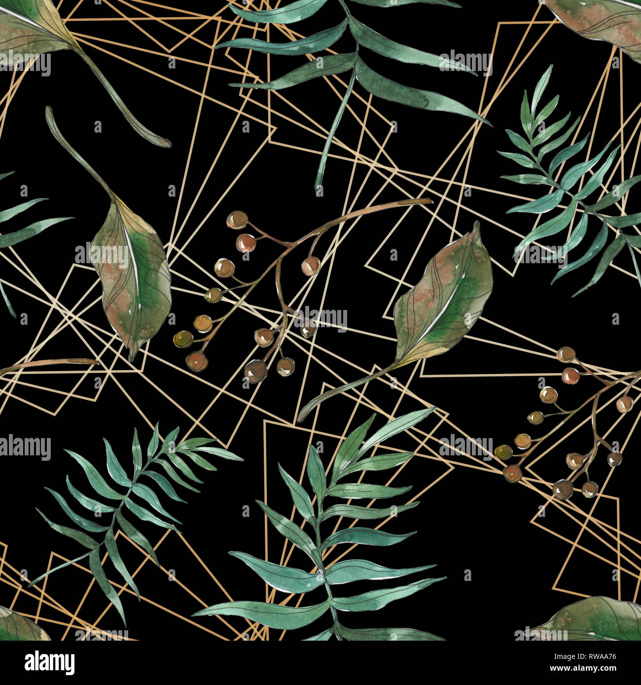 Hawaiian tropical exotique de l'été. Palm Beach de feuilles d'arbres. Illustration à l'aquarelle. Aquarelle Dessin aquarelle mode isolé. Background transparent Banque D'Images
