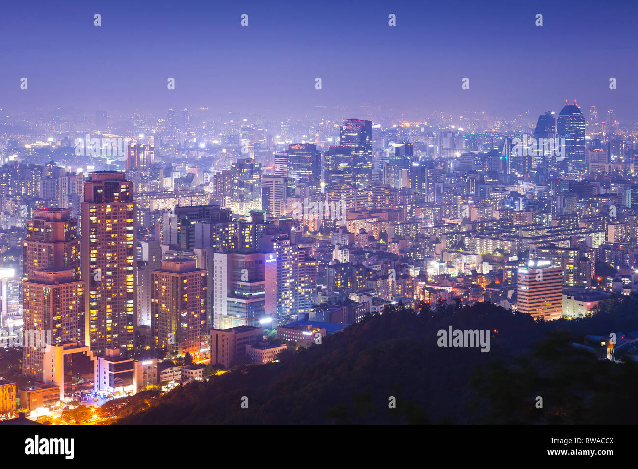La nuit de la ville de Séoul, Corée du Sud. Banque D'Images