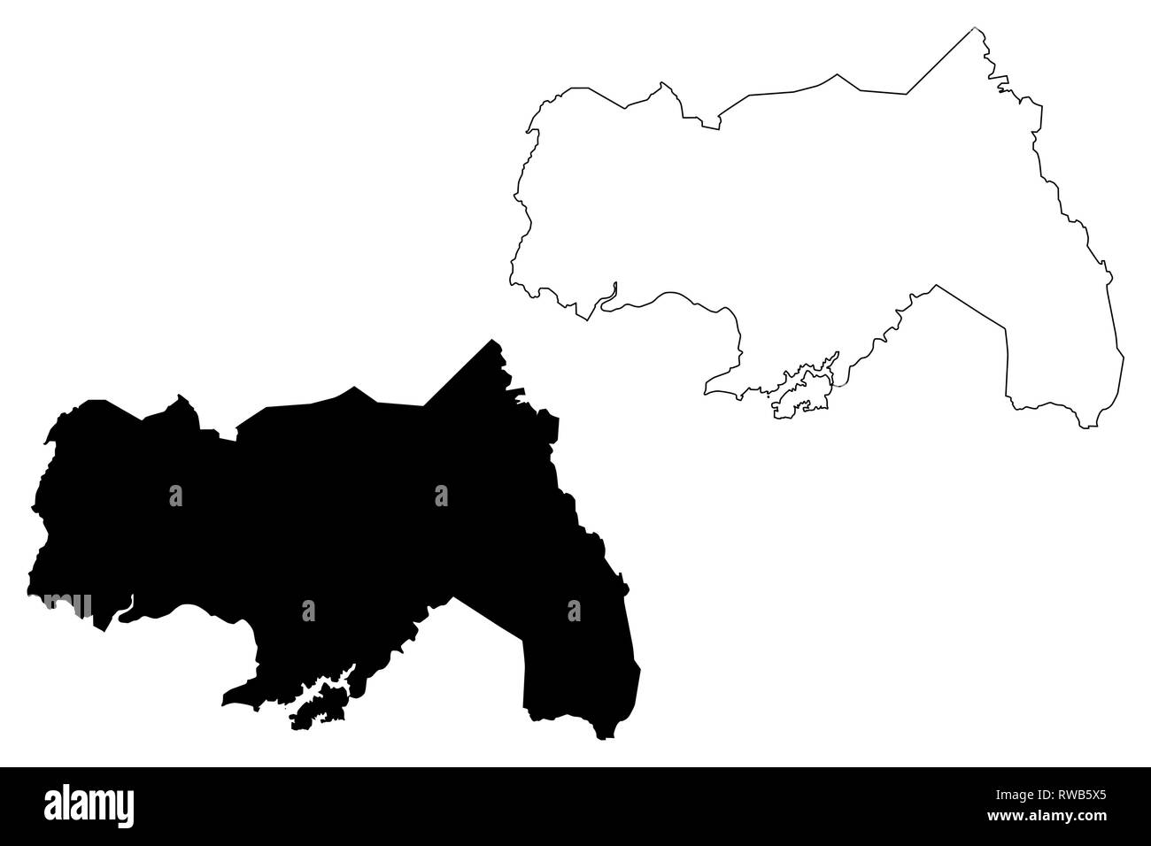 Région du nord (régions de l'Ouganda, République de l'Ouganda, les divisions administratives) map vector illustration gribouillage, croquis le nord de la carte Illustration de Vecteur