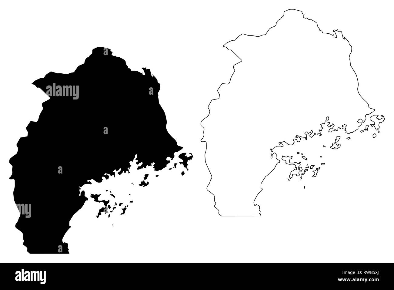 Région du Centre (régions de l'Ouganda, République de l'Ouganda, les divisions administratives) map vector illustration, scribble sketch carte centrale Illustration de Vecteur