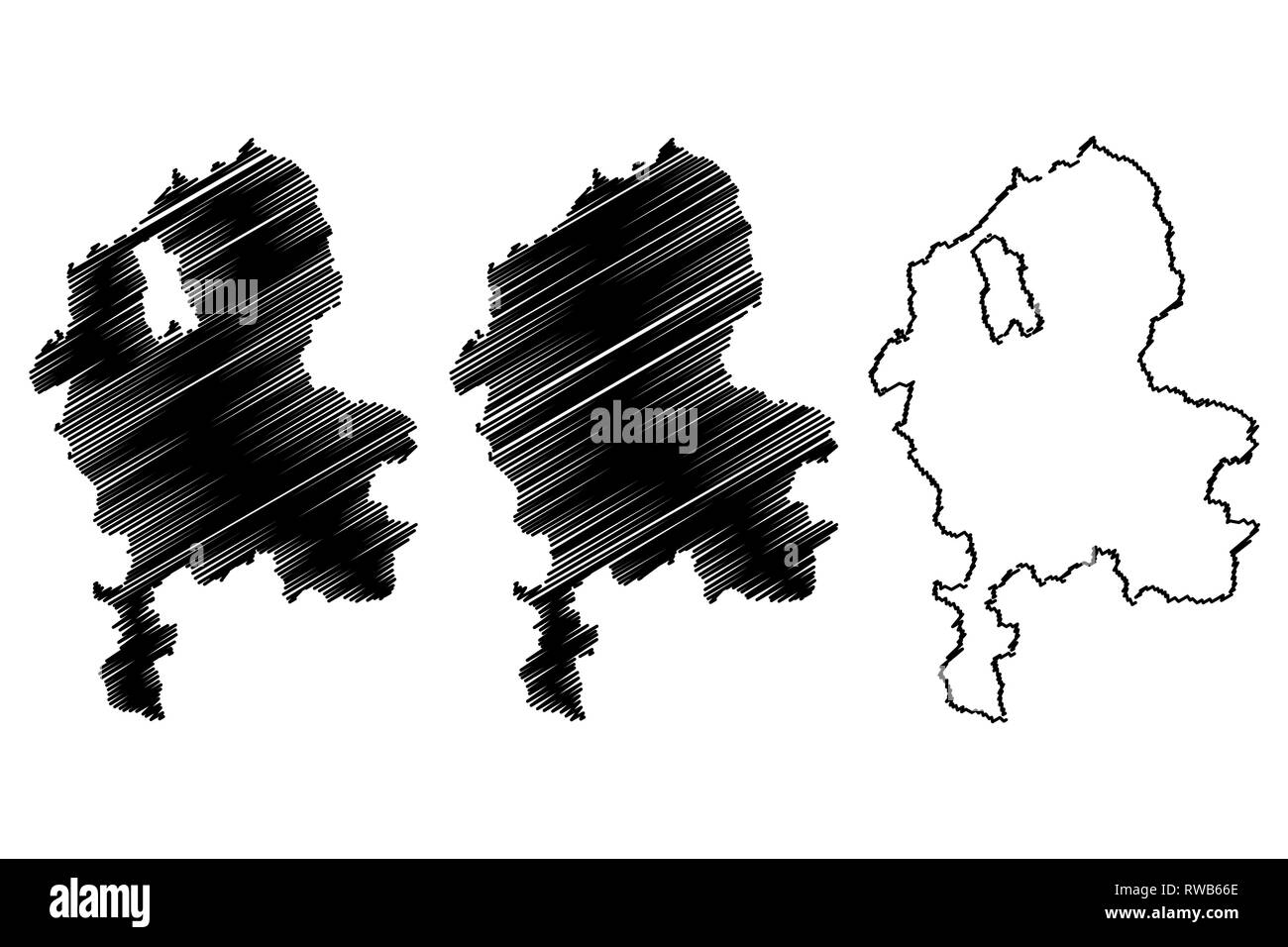 Le Staffordshire (Royaume-Uni, Angleterre, non-metropolitan county, shire county) map vector illustration, scribble sketch carte personnel. Illustration de Vecteur