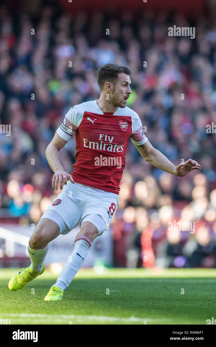 Londres, ANGLETERRE - 24 février : Aaron Ramsey d'Arsenal FC lors de la Premier League match entre Arsenal FC et Southampton FC à l'Emirates Stadium le 24 février 2019 à Londres, Royaume-Uni. (Sebastian Frej/MO Media) Banque D'Images