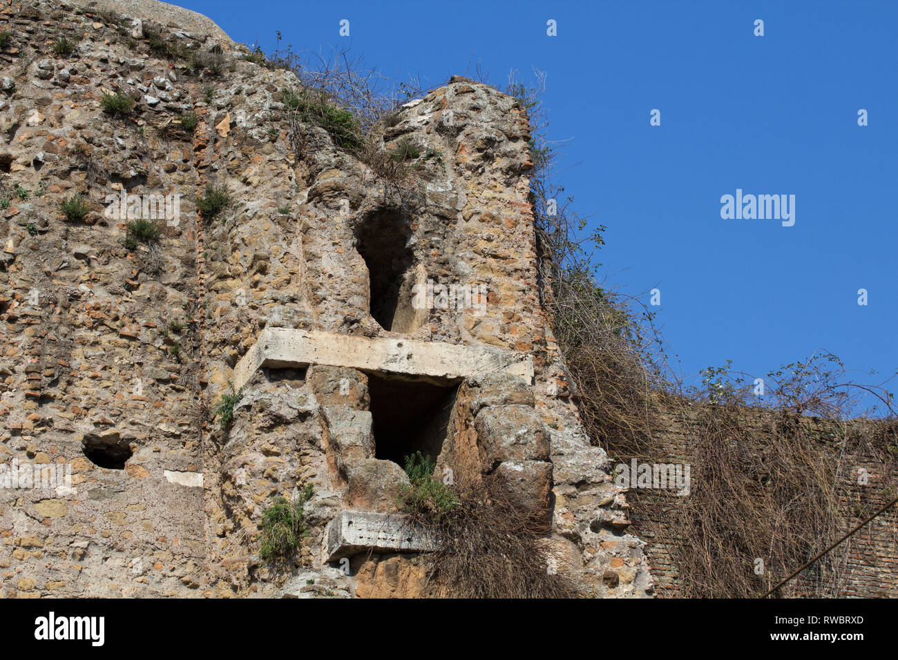 Détail de l'Aqua Marcia, Tepula Iulia et aqueducs à Porta Maggiore (plus grande porte) - Rome Banque D'Images