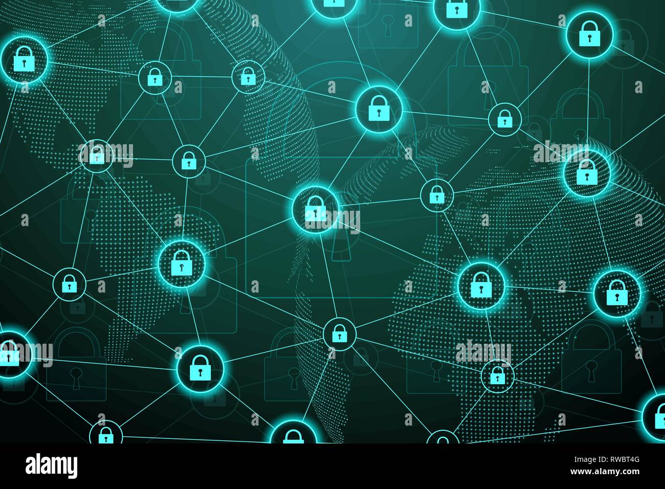 Concept de protection. Protection du système de sécurité des données de vérification de la protection. La cyber-sécurité et de l'information ou la protection du réseau. La technologie cyber future Illustration de Vecteur