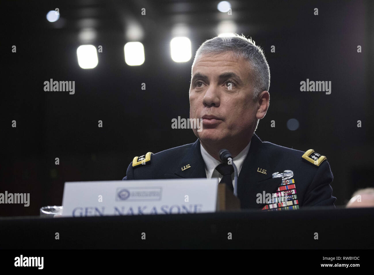 Washington, District de Columbia, Etats-Unis. 29 janvier, 2019. Commandant du Cyber-général Paul Commande Nakasone témoigne lors d'une audience du comité de renseignement du Sénat sur les menaces dans le monde sur la colline du Capitole à Washington, DC Le 29 janvier 2019. Crédit : Alex Edelman/ZUMA/Alamy Fil Live News Banque D'Images