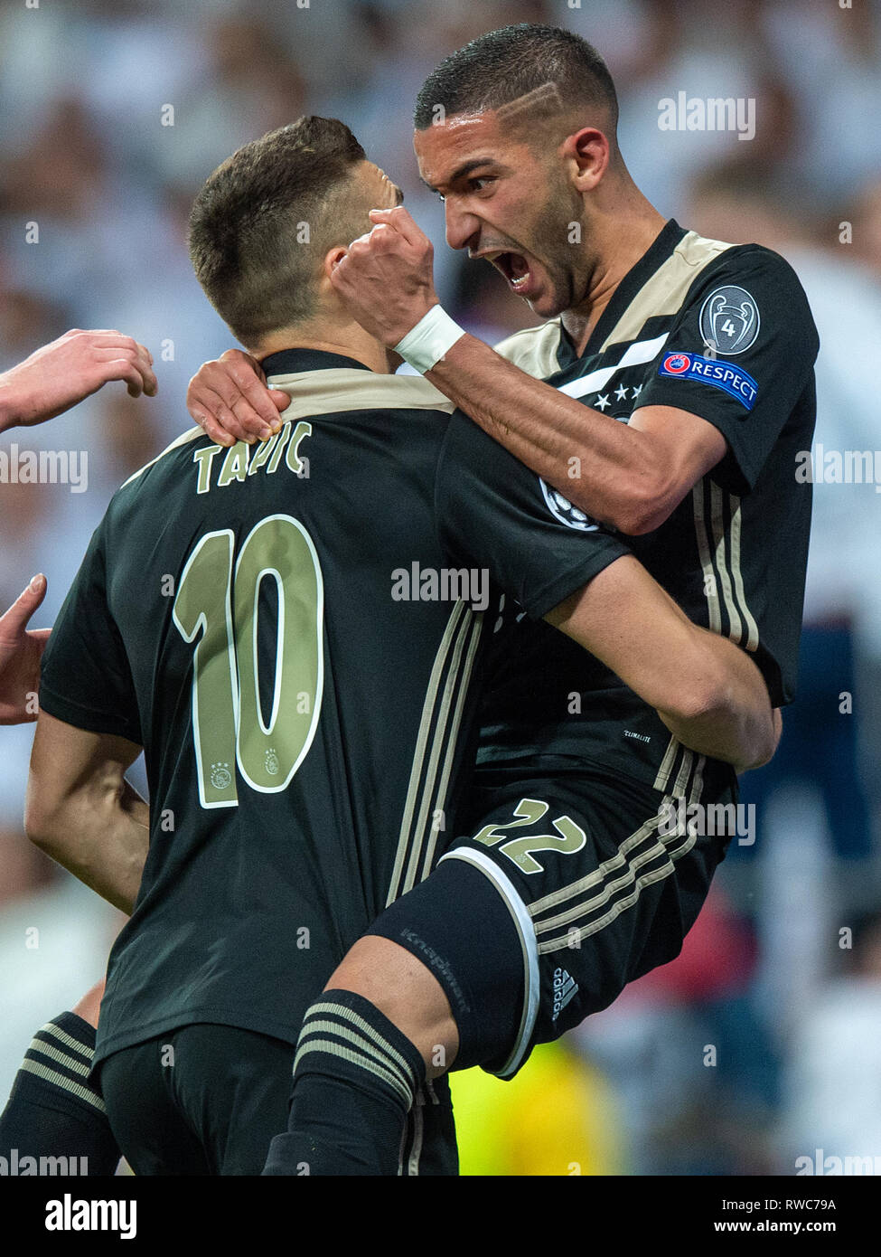 5 mars 2019 Madrid, Espagne real madrid football Ligue des Champions de l'AFC Ajax v Hakim 2018-2019 Ziyech de scores d'Ajax Ajax Banque D'Images