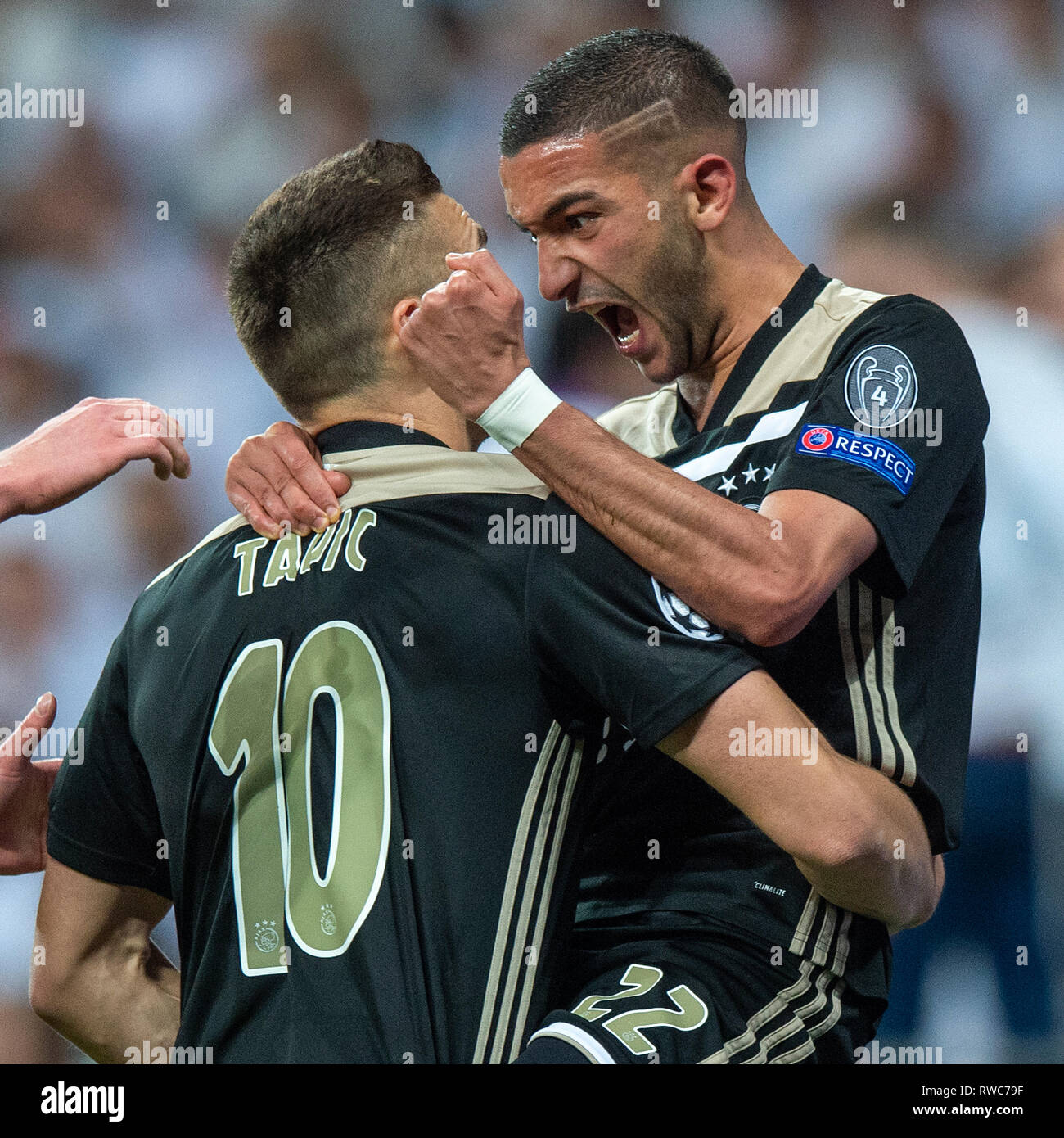 5 mars 2019 Madrid, Espagne real madrid football Ligue des Champions de l'AFC Ajax v Hakim 2018-2019 Ziyech de scores d'Ajax Ajax Banque D'Images