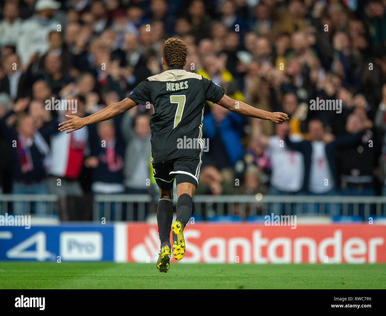 5 mars 2019 Madrid, Espagne real madrid football v AFC Ajax Champions League 2018-2019 David Derempa de scores Ajax 0-2 Banque D'Images