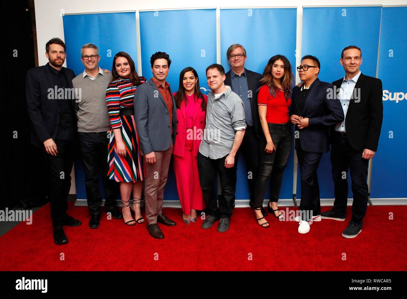 Universal City, CA. 5e Mar, 2019. Jusin Spitzer, Gabe Miller, Lauren Ash, Ben Feldman, America Ferrera, David Bernad, Mark McKinney, Nichole Bloom, Nico Santos, Jonathan Green aux arrivées pour NBC et Universal Television SUPERSTORE Dépistage FYC, NBC Universal Studios, Universal City, CA, le 5 mars 2019. Credit : Priscilla Grant/Everett Collection/Alamy Live News Banque D'Images