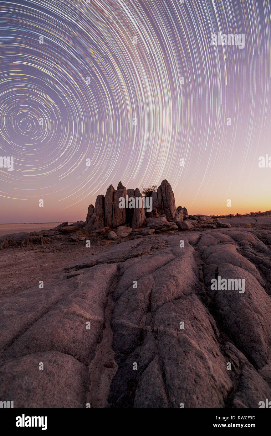 Startrails à Kubu Island Banque D'Images