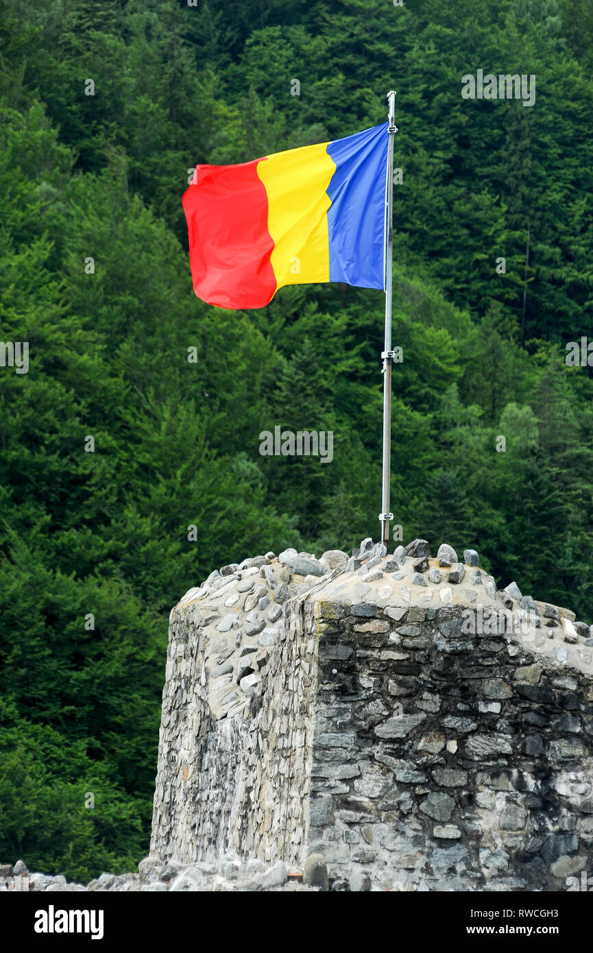 Cetatea gothique (Château Poenari Poenari) dans Poenari, Roumanie. 19 juillet 2009, construite en XIII siècle et reconstruit en XV siècle par Vlad l'Empaleur voivo Banque D'Images