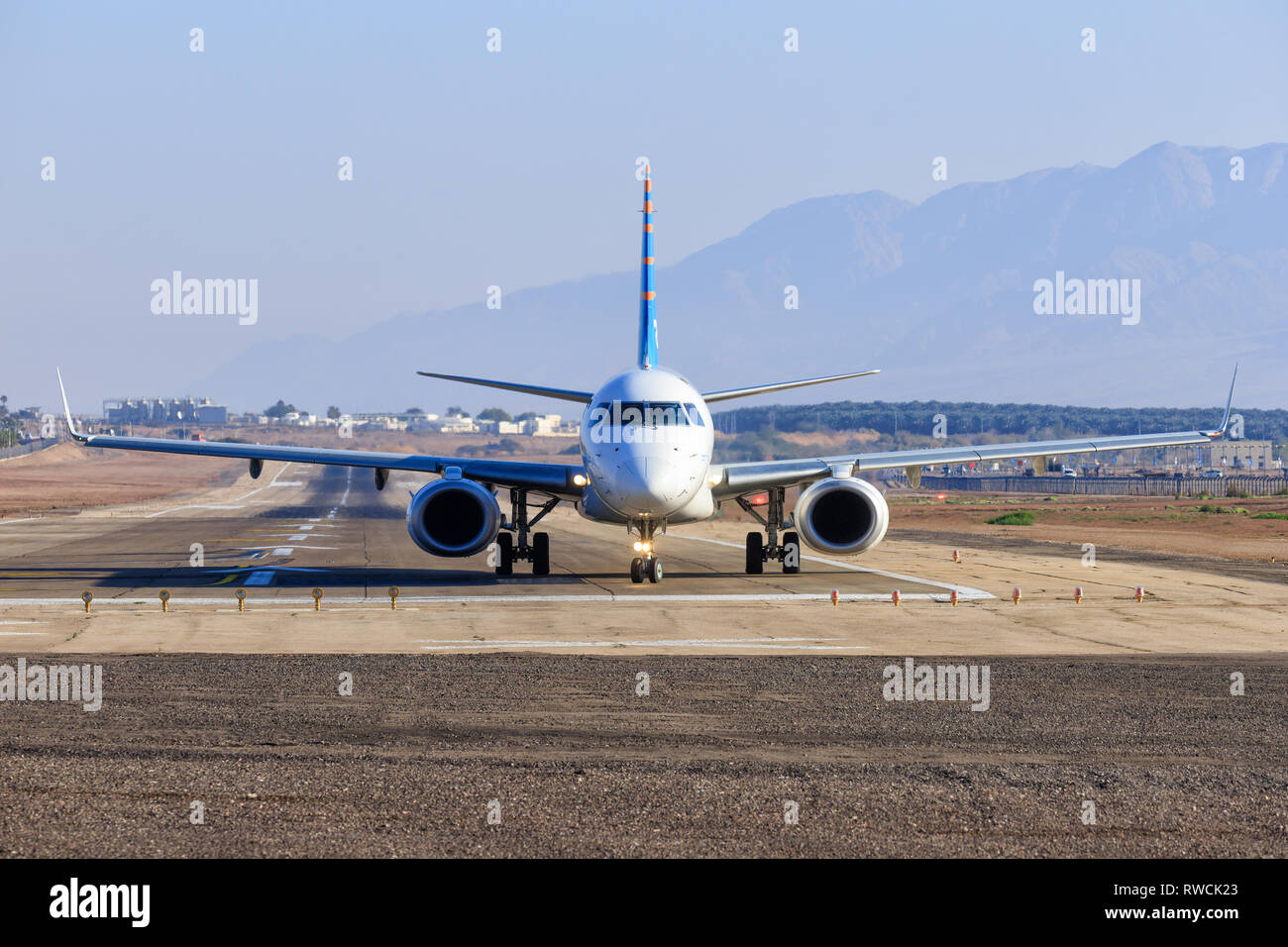 Eilat, Israël - 24 février 2019, à l'ancienne Emraer Arkia : Eilat Aéroport international. Banque D'Images