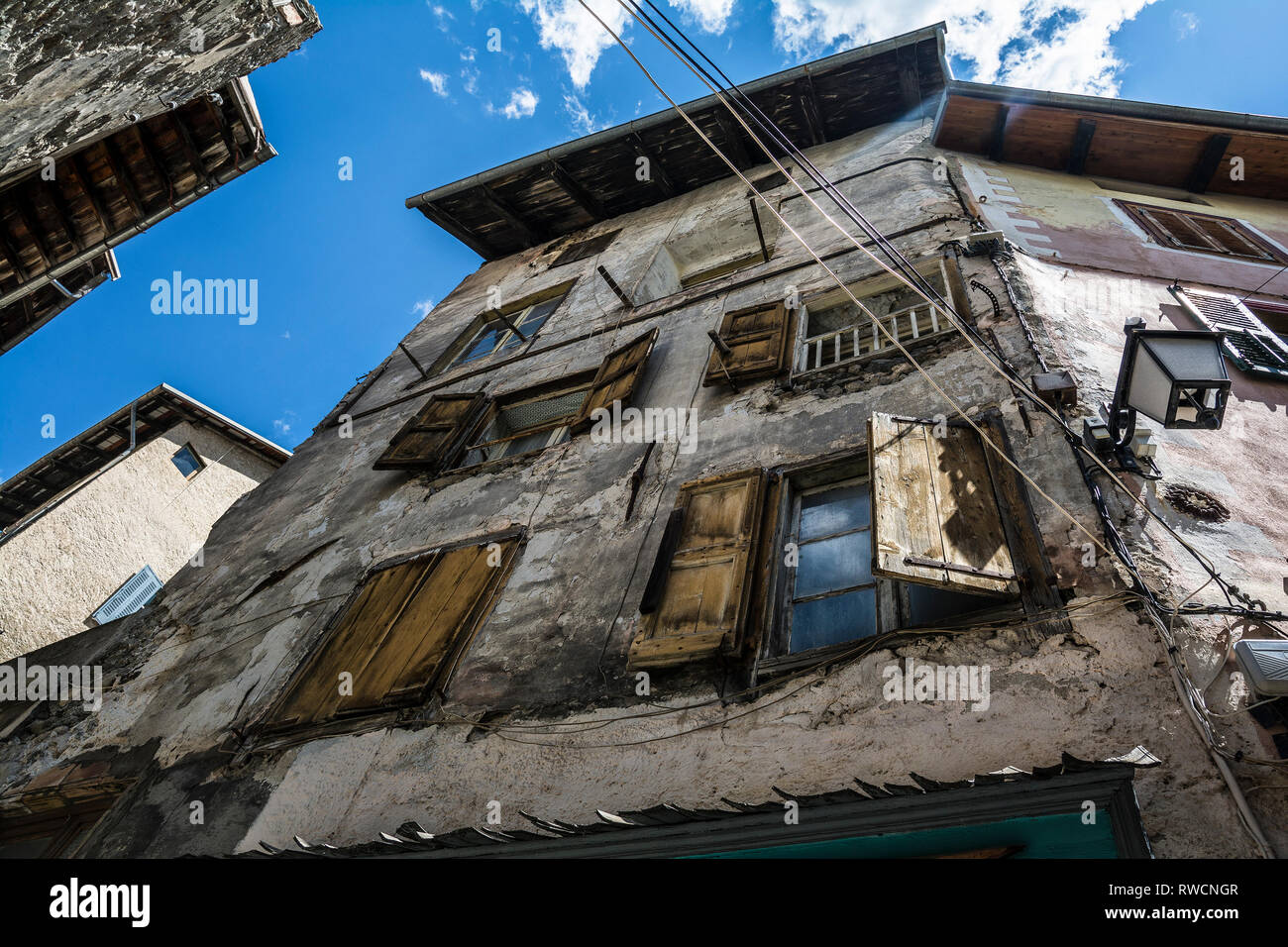 L'architecture du bâtiment dans la vieille ville de Briançon, la ville la plus haute de France, Hautes Alpes Banque D'Images