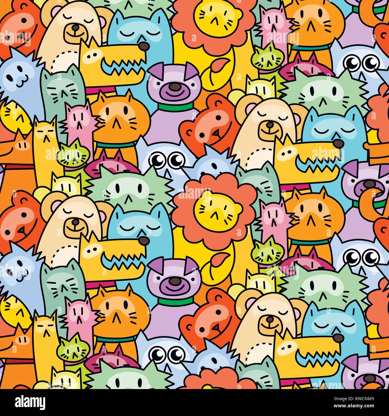 Modèle transparent avec des animaux. Chiens, Chats, lion. Vector illustration Illustration de Vecteur