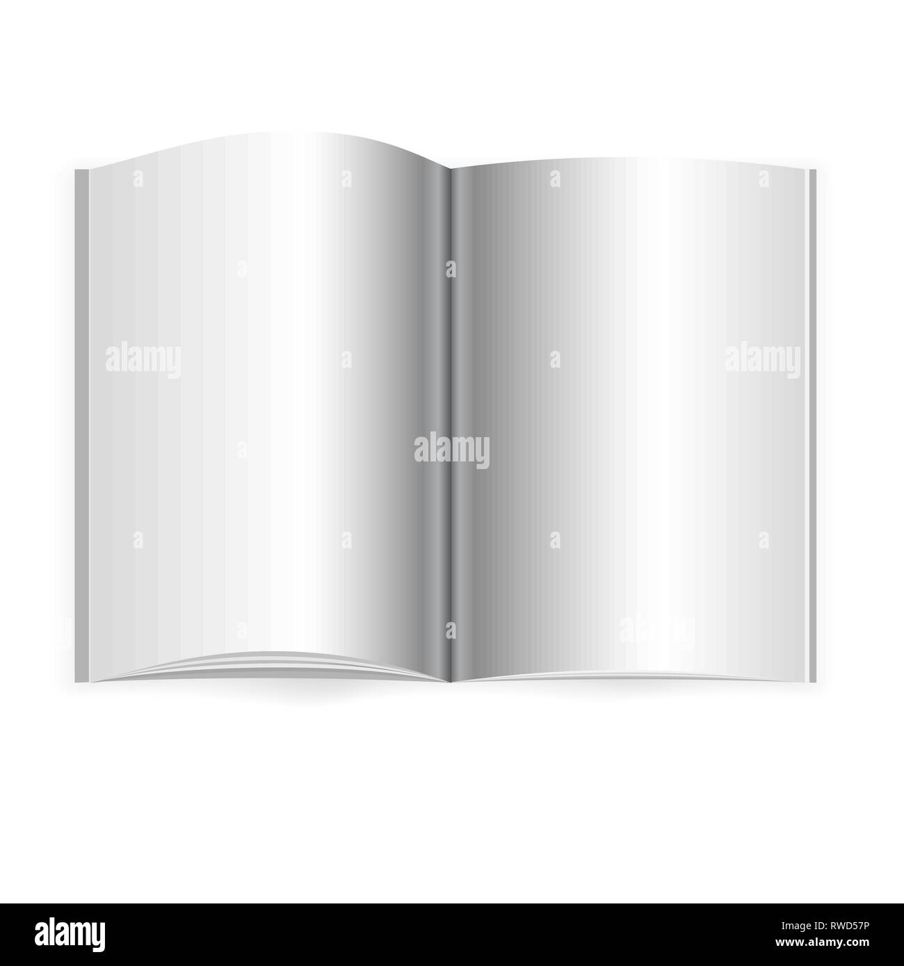 Livre ouvert, réaliste vecteur journal ou magazine avec la maquette de la feuille A4. Ouvrir les pages vierges de sketchbook ou portable modèle pour Catalogue, brochure d Illustration de Vecteur