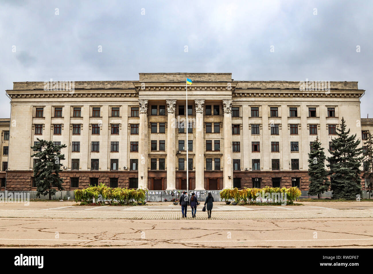 Les syndicats des capacités à Odessa, une scène de dévastation au cours de la 2014 d'affrontements. Banque D'Images