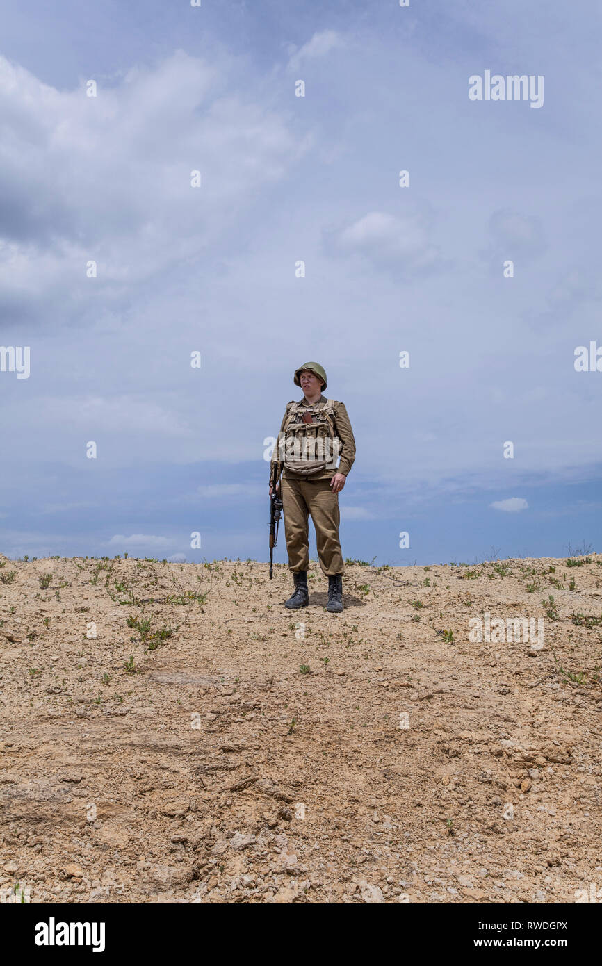 Parachutiste soviétique en Afghanistan pendant la guerre afghane soviétique. Banque D'Images