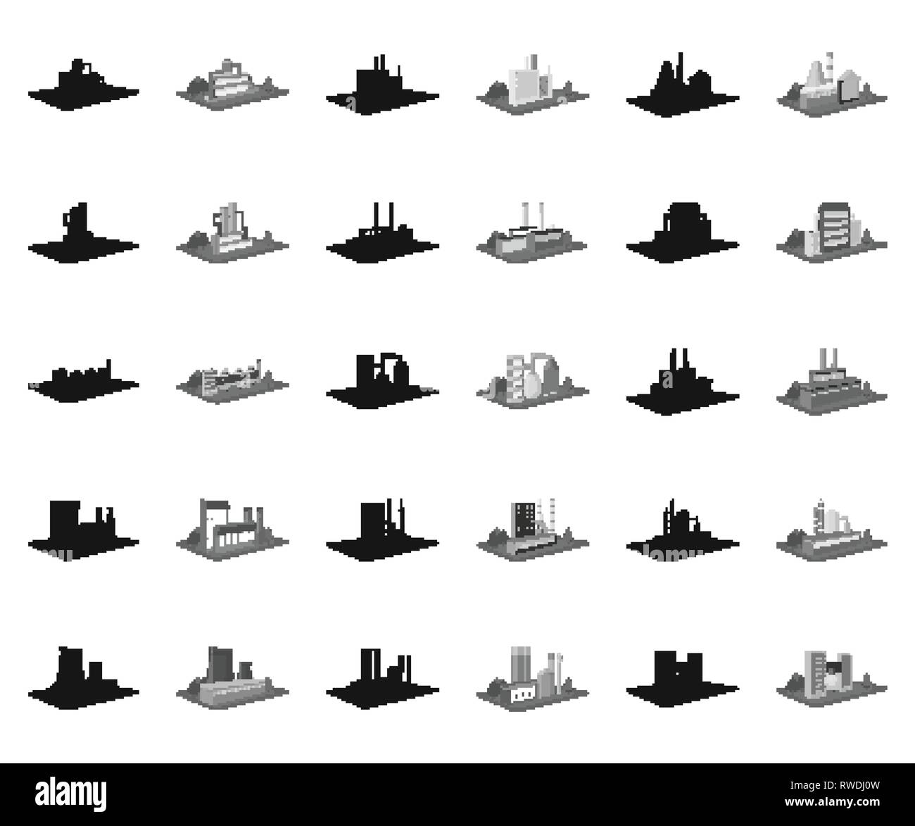 Monochrome,noir,blast,des,entreprises,chimie,chimiques,collection,entreprise,vous,construction,complexe,design,génie,enrichissement matériel,entreprise,vente,installation,four,illustration,isolé,industrie,logo,manufacture isométrique,fabrication,métallurgie mines,usine,locaux,traitement,production,recyclage,,réservoir,set,magasin,structure,structures,signe symbole,territoire,tour,trompette,web,vecteur,atelier,vecteurs vecteur , Illustration de Vecteur