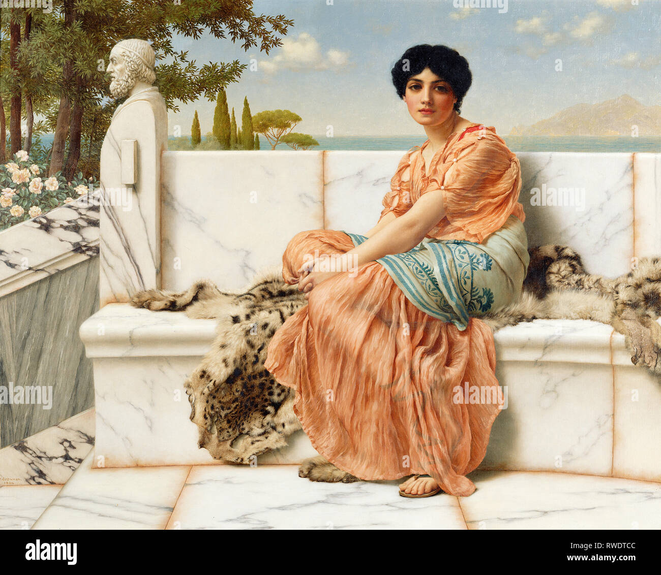 Reverie ; John William Godward (anglais, 1861 - 1922) ; 1904 ; Huile sur toile ; Digital Image courtoisie de la Getty's ouvrir le contenu du programme. Banque D'Images