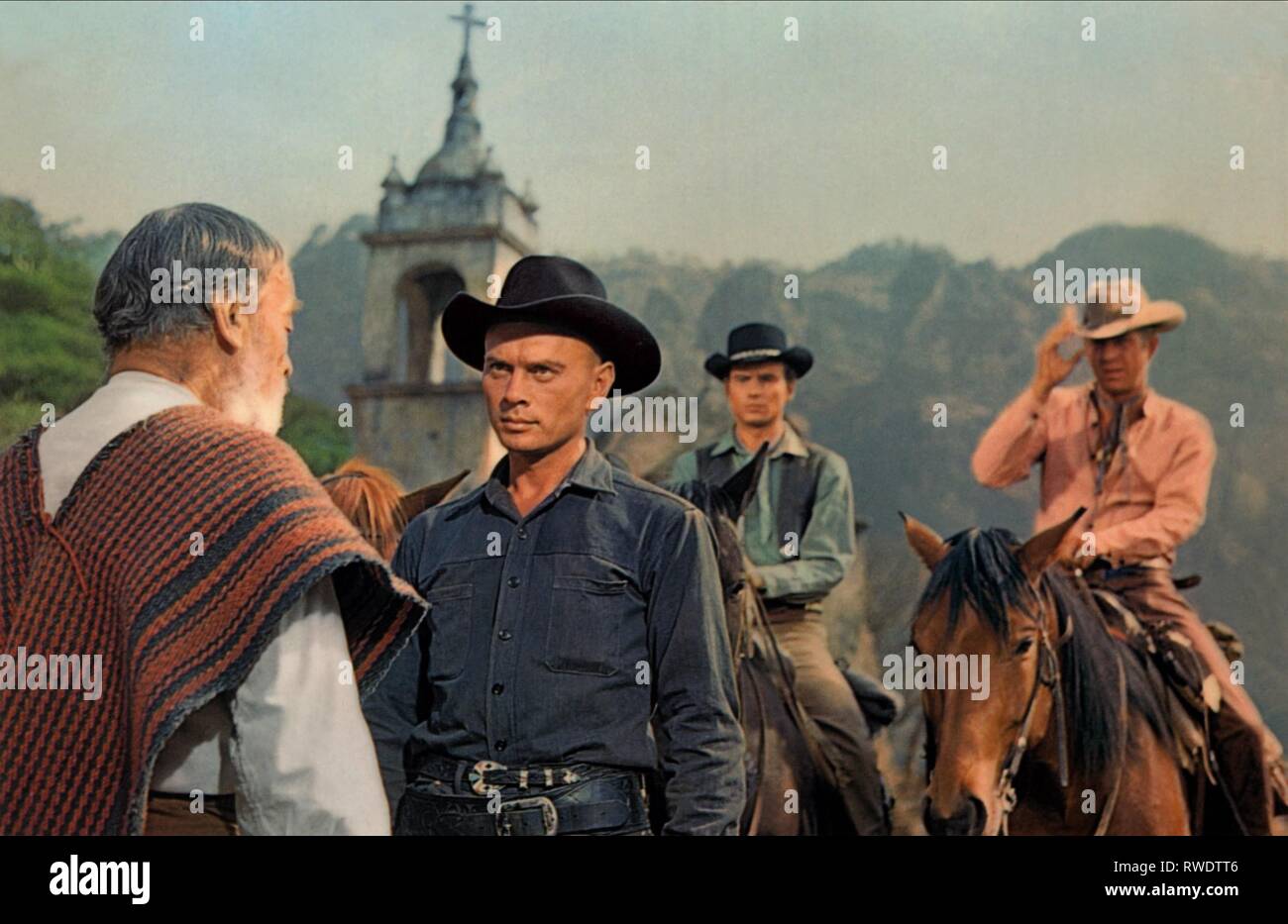 SOKOLOFF, BRYNNER,BUCHHOLZ, MCQUEEN, The Magnificent Seven, 1960 Banque D'Images