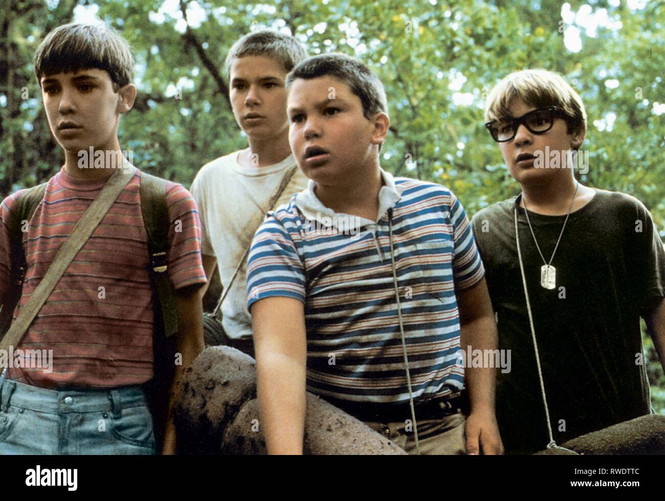 WHEATON,PHOENIX,O'CONNELL, FELDMAN, STAND BY ME, 1986 Banque D'Images
