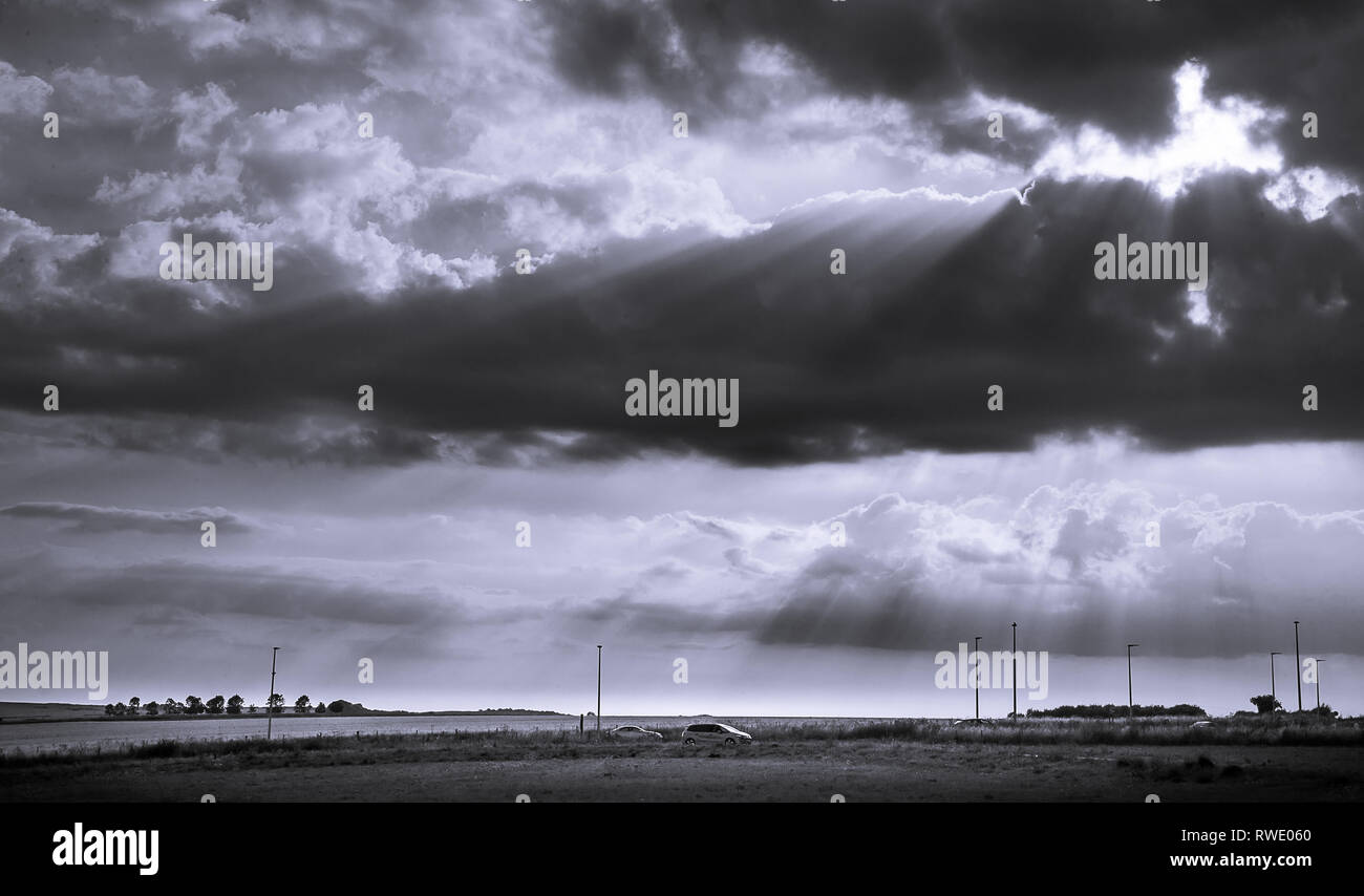 Paysage noir et blanc de la campagne anglaise Banque D'Images