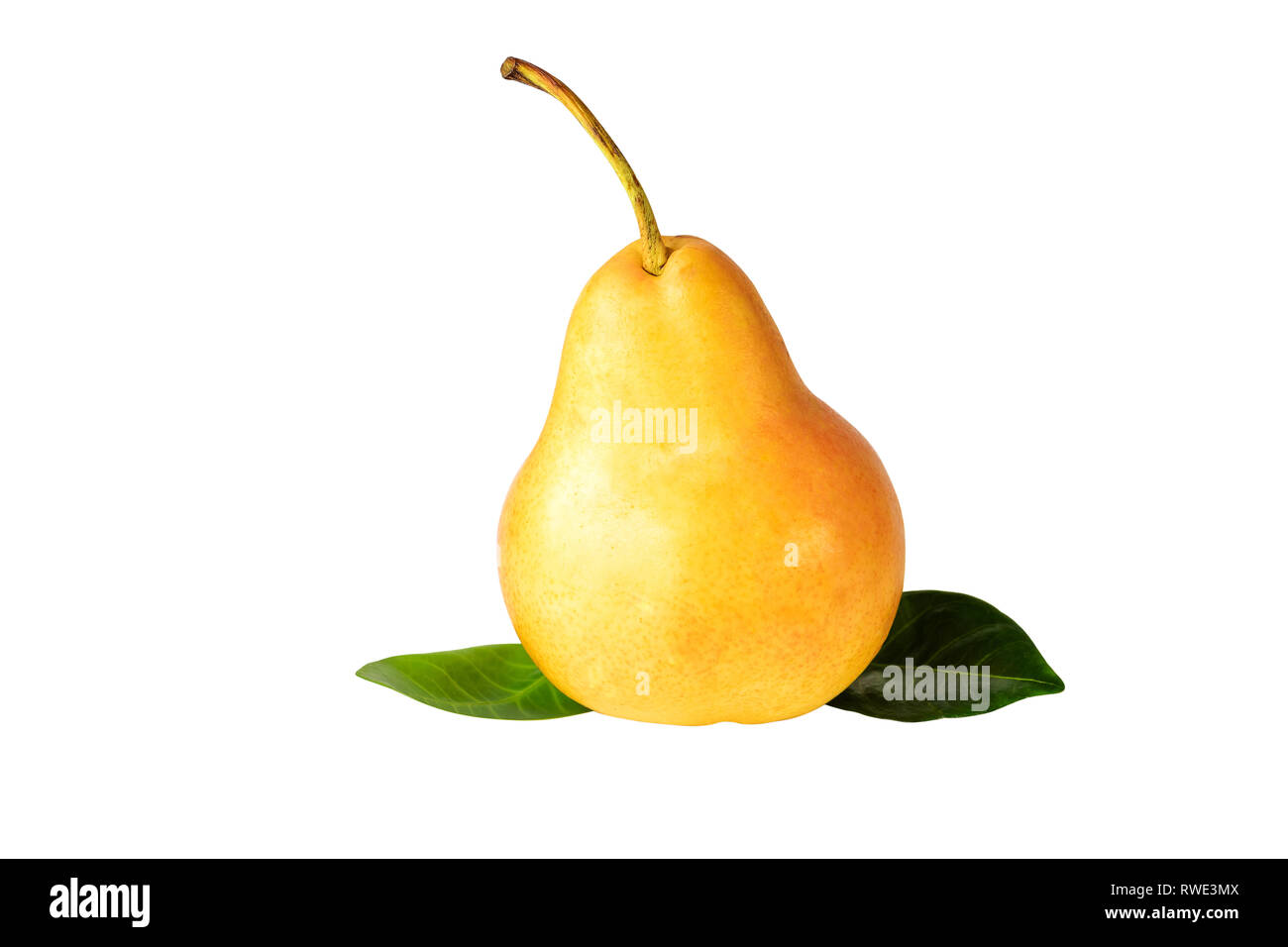 Une poire Les fruits mûrs White Leaf Clipping Path Banque D'Images