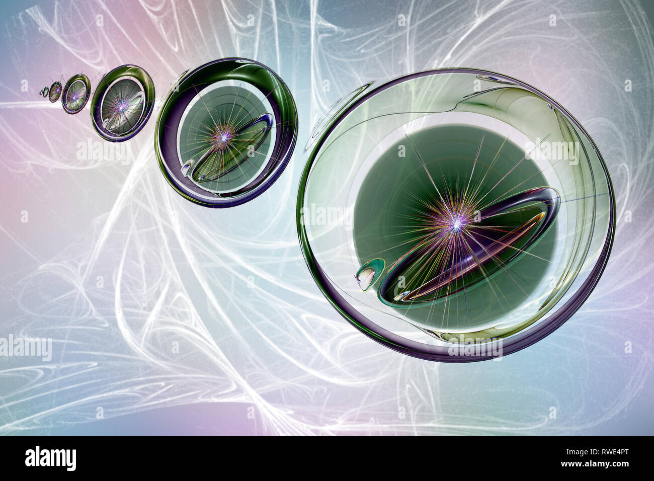 Image fractale fantastique de boules bizarres de couleurs et de tailles différentes. Banque D'Images