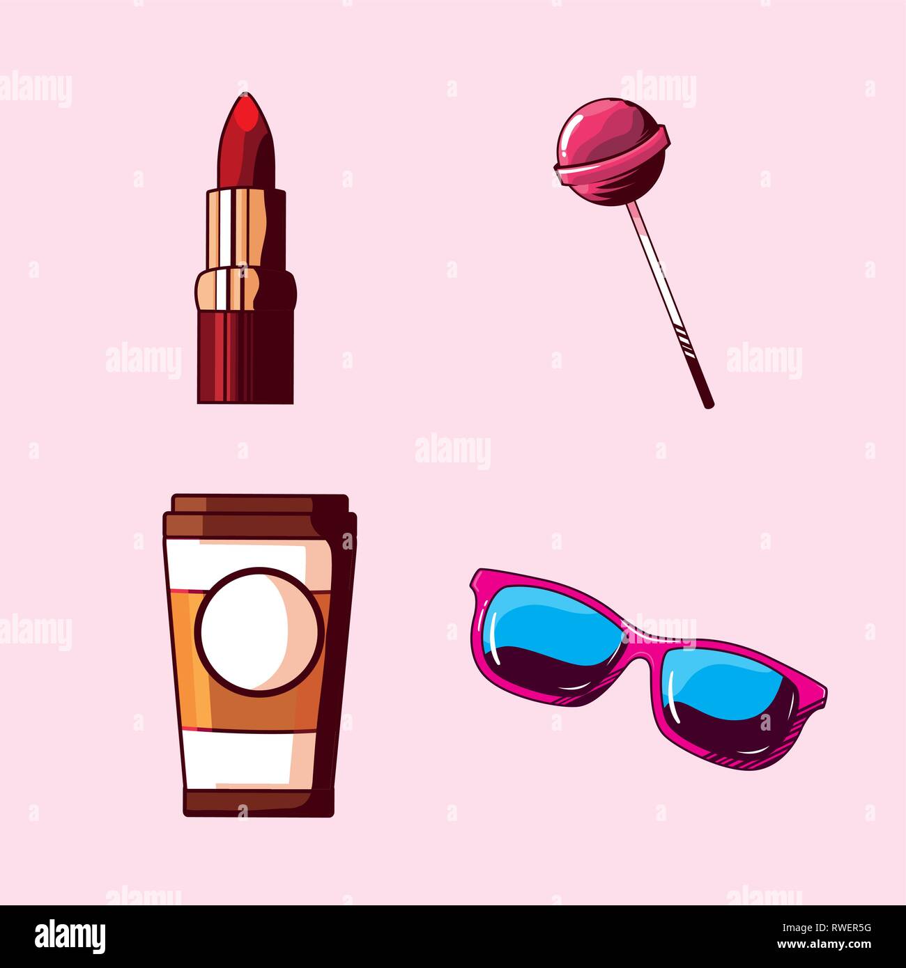 Icônes set style pop art vector illustration design Illustration de Vecteur