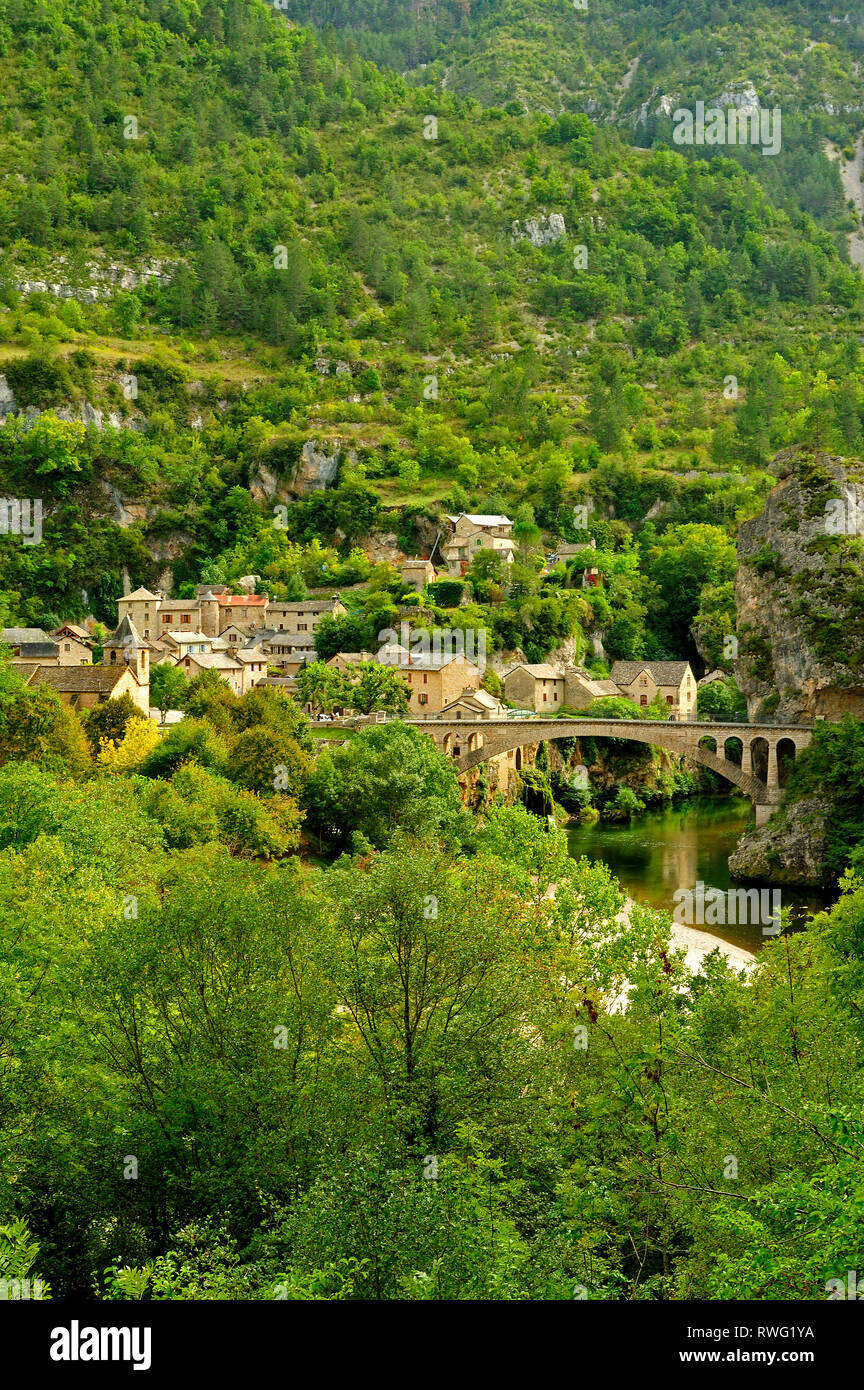 Saint-chély du Tarn, Gorges du Tarn, France Banque D'Images