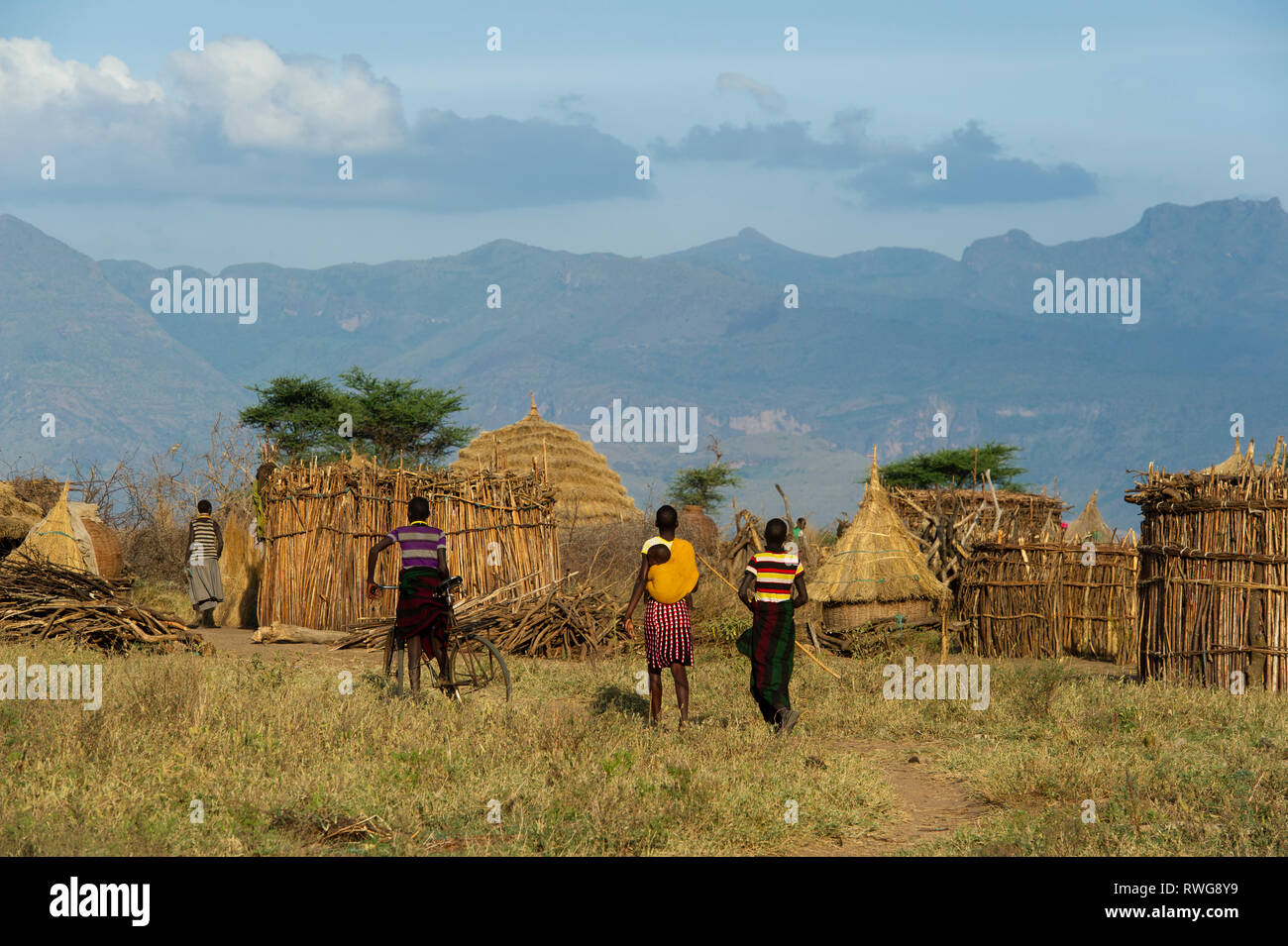 Karamojong, village du nord de l'Ouganda Banque D'Images