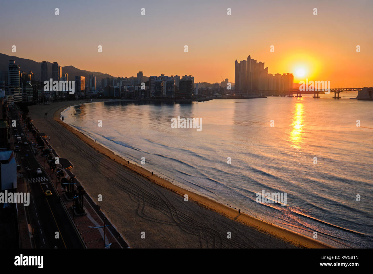 Gwangalli Beach à Busan, Corée du Sud Banque D'Images