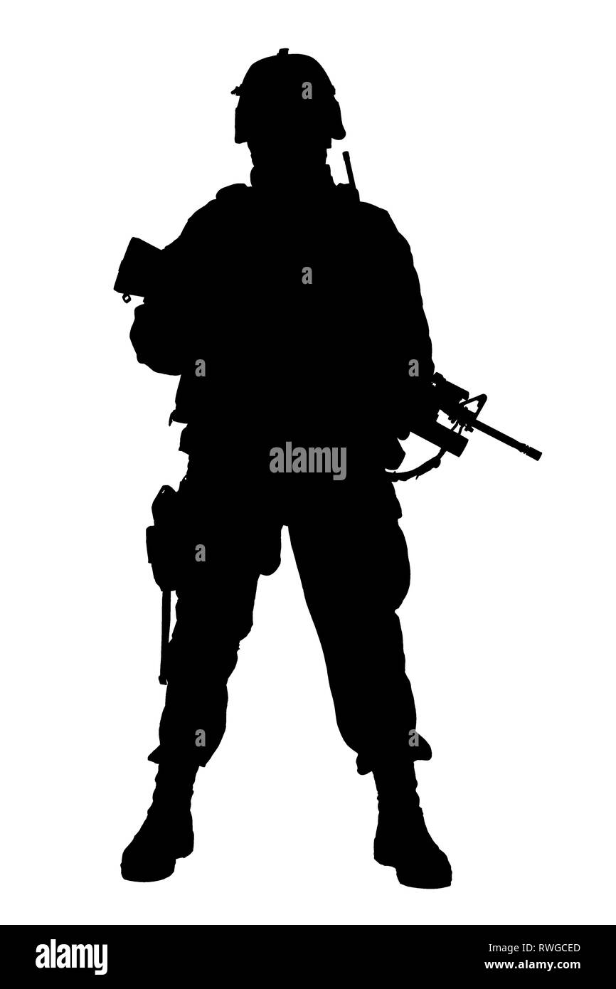 Fantassin de l'armée armés de fusil d'assaut avec lance-grenade underbarrel ci-joint. Banque D'Images Fantassin de l'armée armés de fusil d'assaut avec lance-grenade underbarrel ci-joint. Banque D'Images