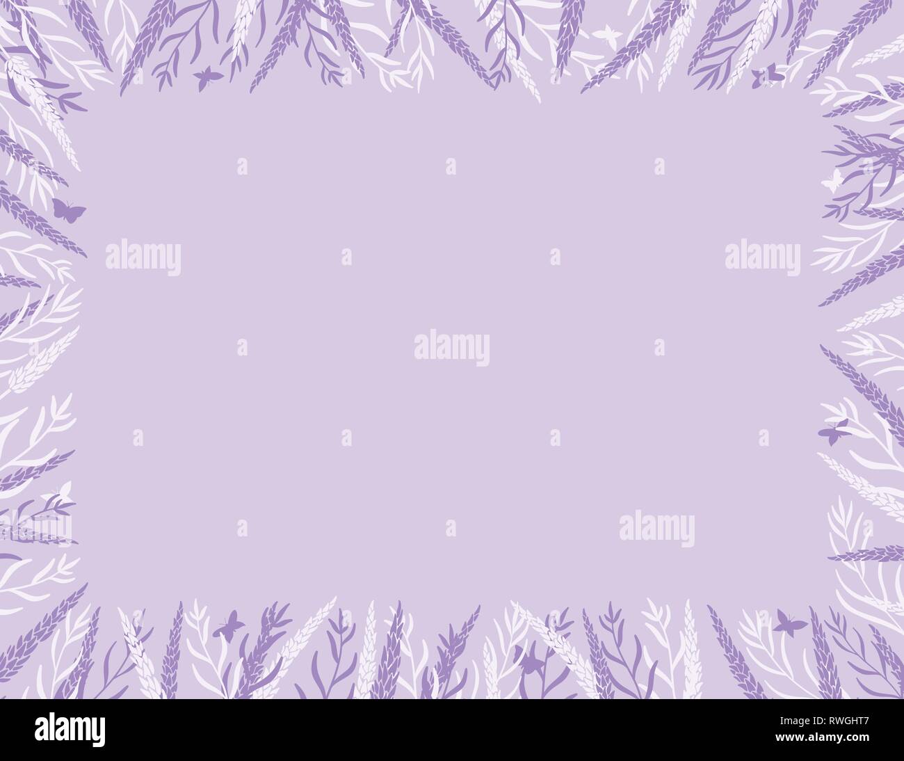 Fleurs de Lavande avec papillons bord avec un espace pour un texte, logo, ou des conceptions de produits. Vue de dessus. Vecteur d'échelle du papier. Illustration de Vecteur