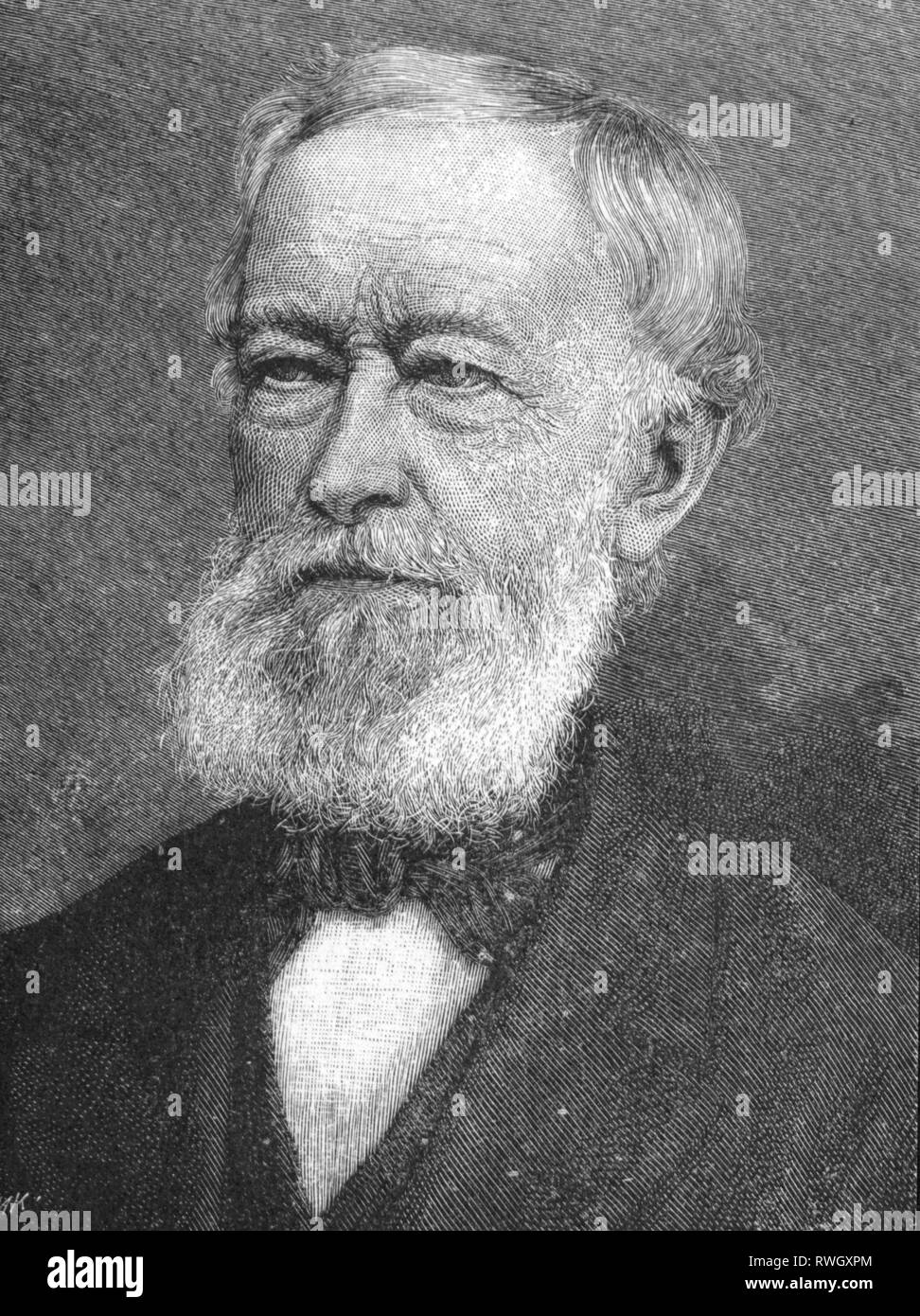 Krupp, Alfred, 11.4.1812 - 14.7.1887, l'industriel allemand, portrait, gravure sur bois, vers 1880, Additional-Rights Clearance-Info-Not-Available- Banque D'Images