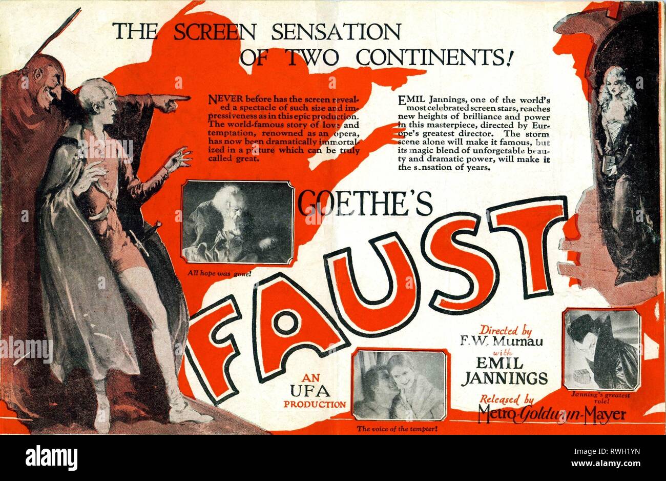 FAUST : Eine deutsche Volkssage Emil Jannings Gosta Ekman Camilla Horn réalisateur film muet de Murnau Allemagne Deutschland Universum Film ( UFA ) / Metro Goldwyn Mayer Banque D'Images