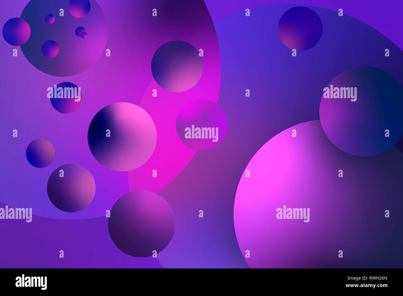 Abstract colorful background gradient violet bleu vibrant des sphères colorées Banque D'Images