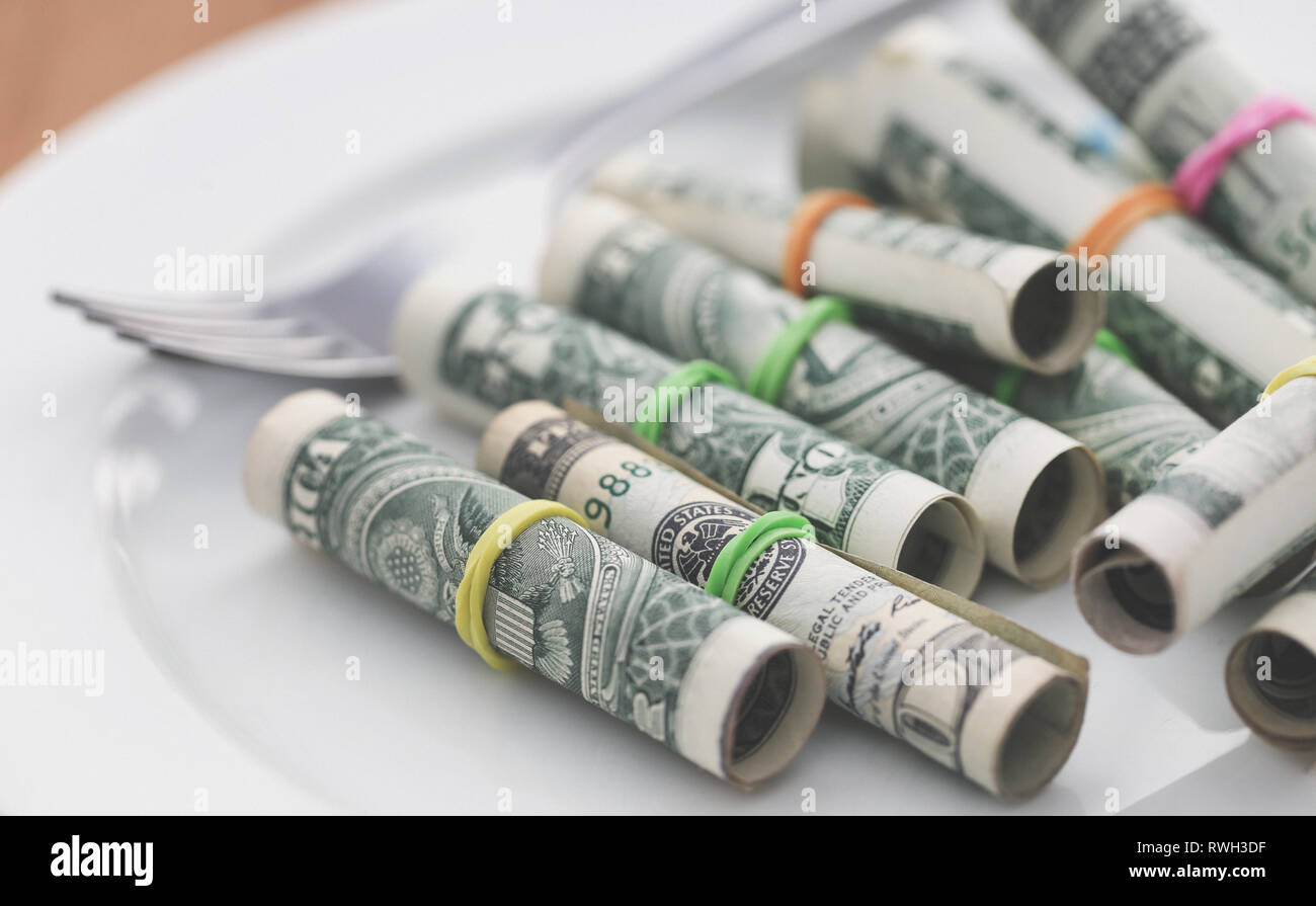 En dollars américains, symbolisé comme produit alimentaire Banque D'Images